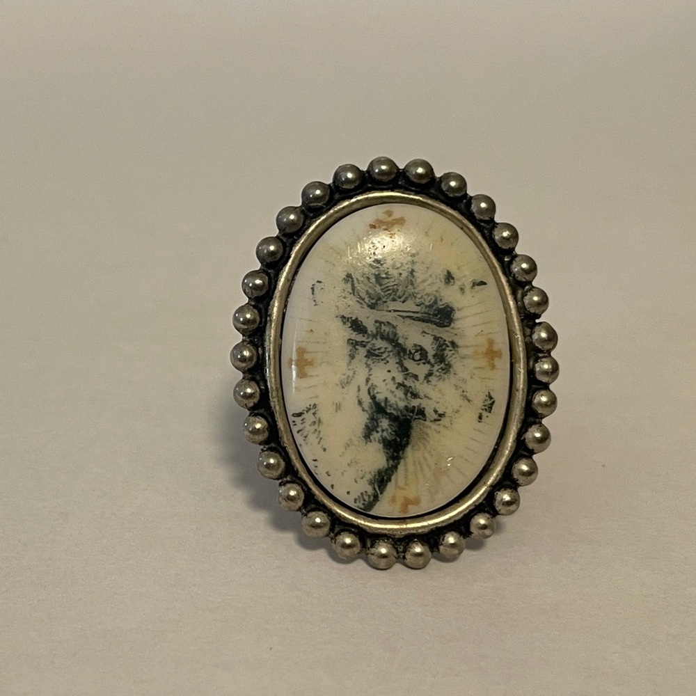 Deer Cameo Silver Ring